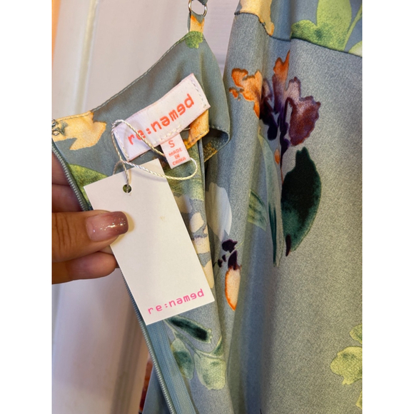 Women's re:named Floral Blue Dress Size S - Picture 5 of 8